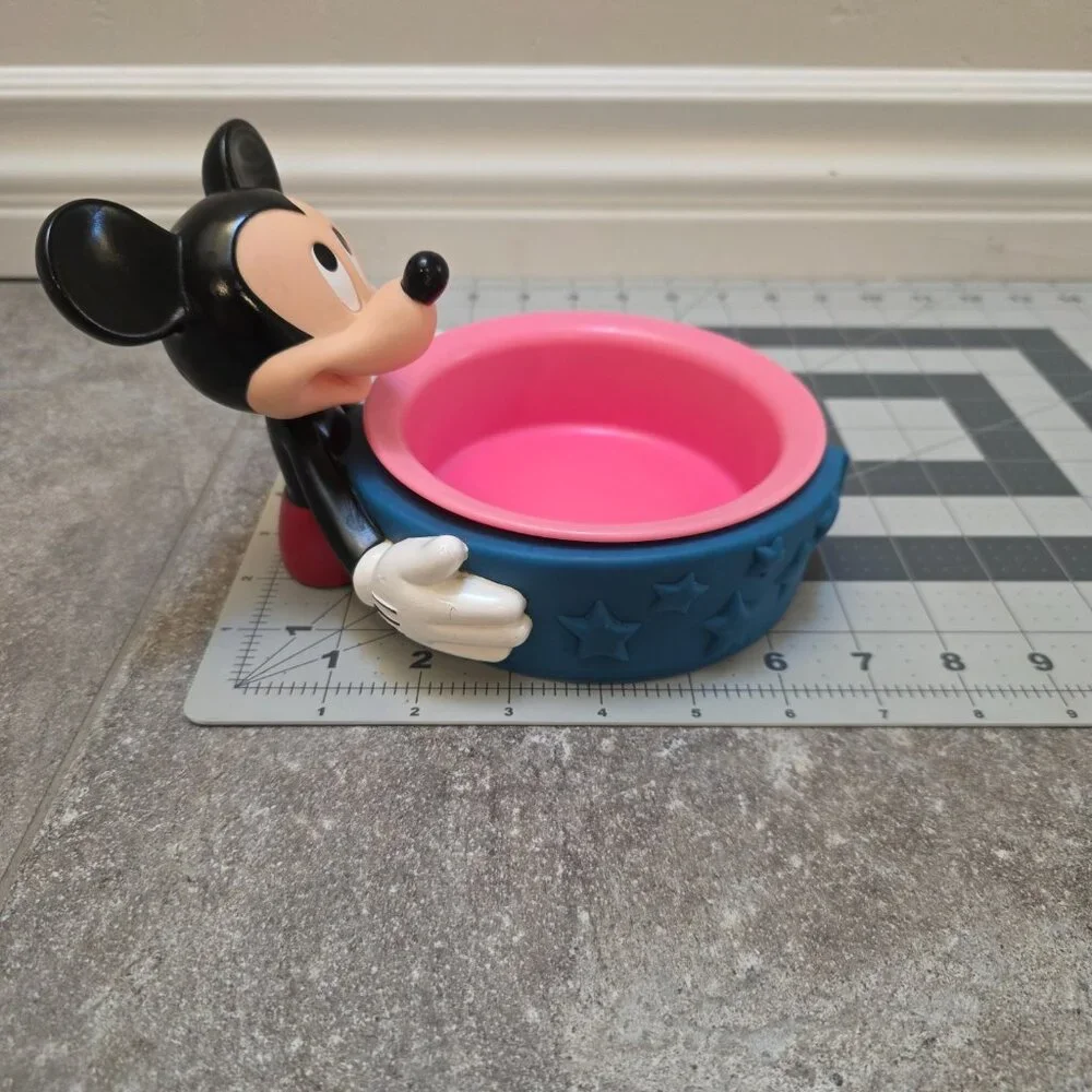 Vintage Applause Disney Mickey Mouse Cat/Dog Water Or Food Bowl & Bowl Holder
